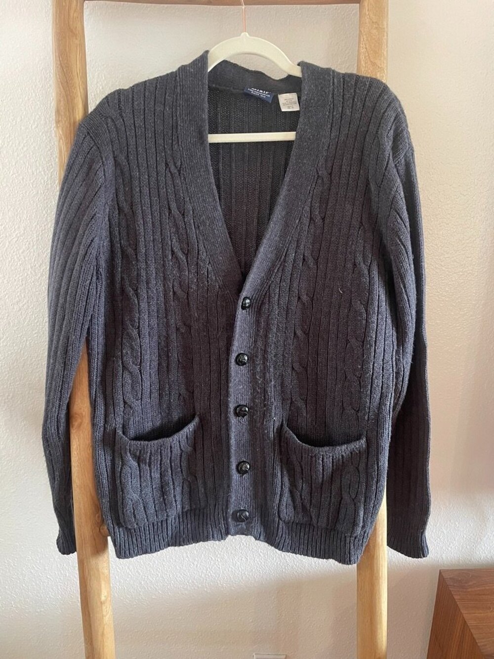 John Blair Fine Menswear Button Up Cardigan with front pockets and Cable detail
